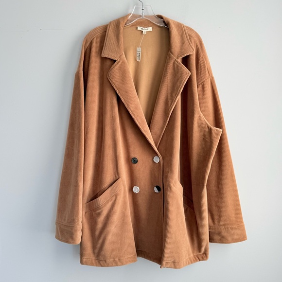Madewell Knit Corduroy Redford Blazer NWT Plus Size 4X Hazelnut Double Breasted - Picture 6 of 15
